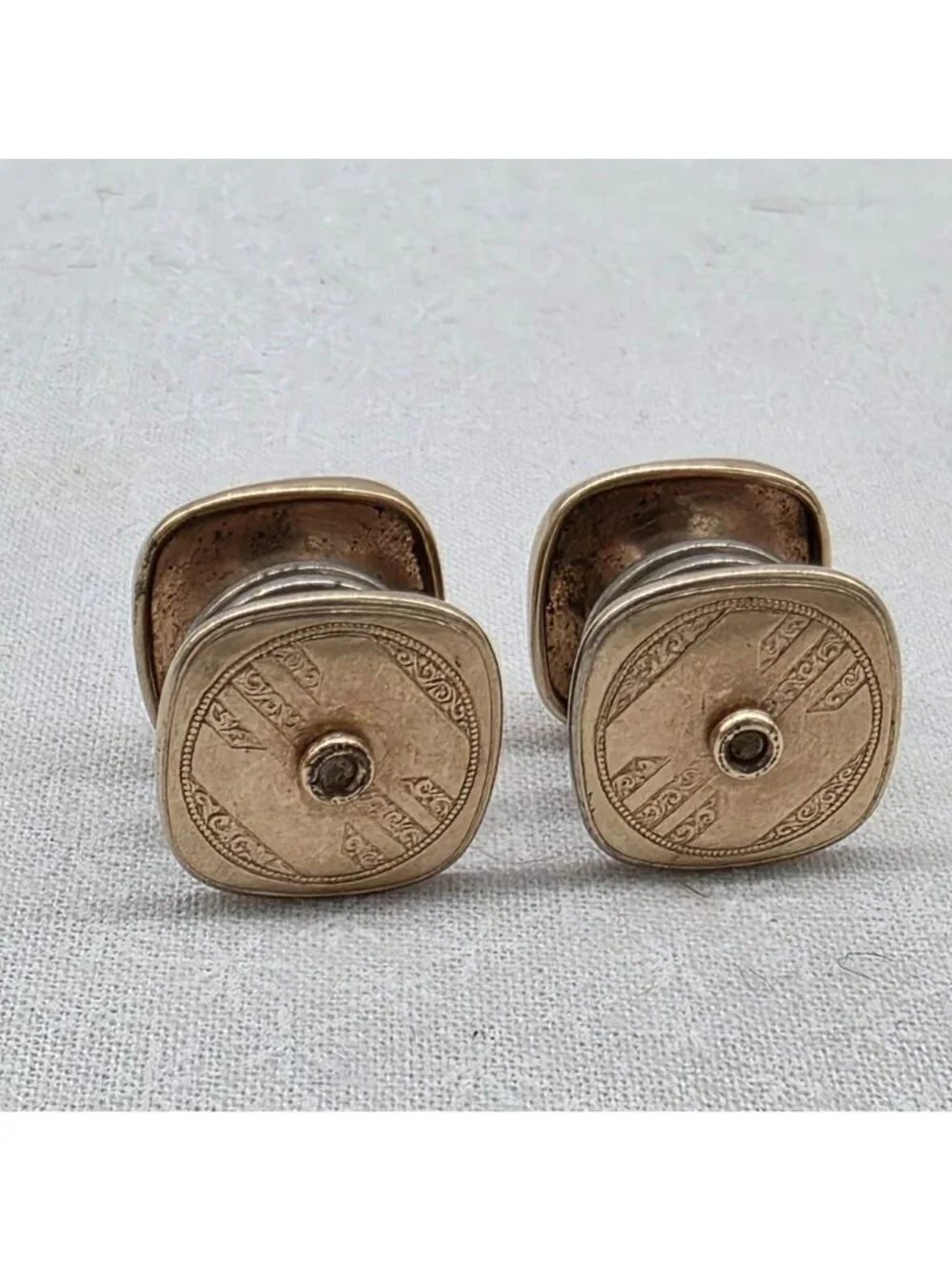 Sta-Lok't GF Vintage Cufflinks Stay locked Red Funky Mens Sturdy AS IS